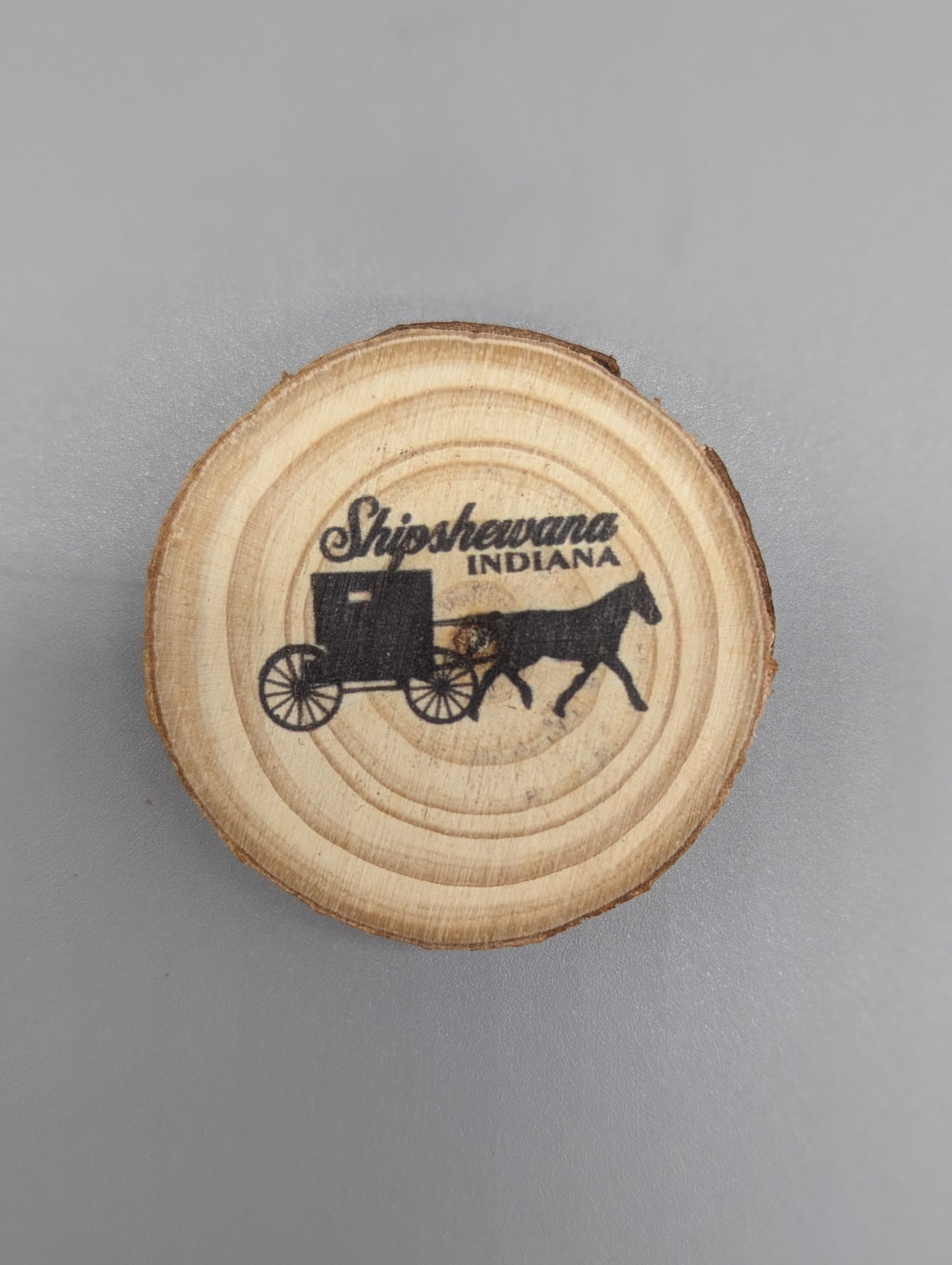 Shipshewana Indiana Wooden Disk Magnet
