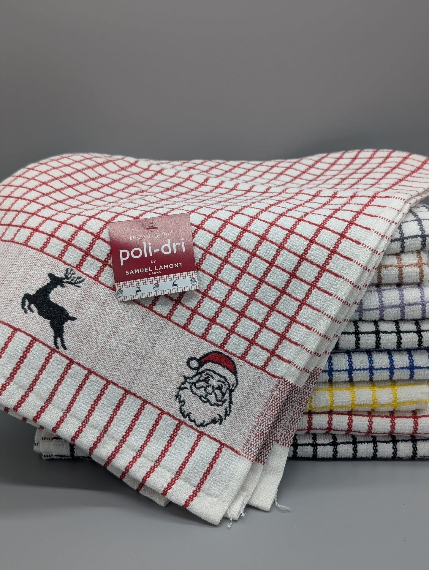 Poli-Dri Checkered Tea Towel with Image