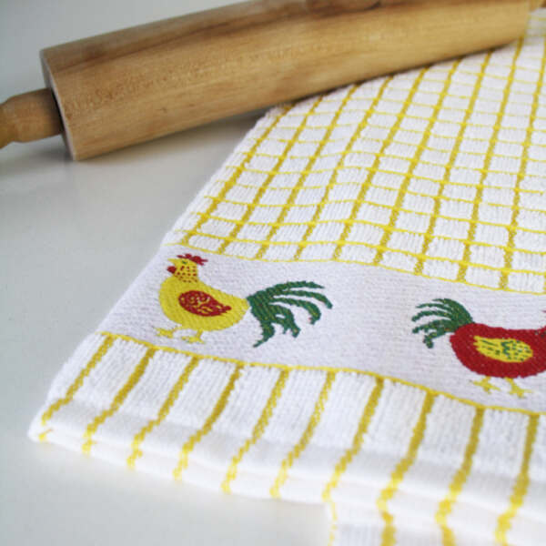 Poli-Dri Checkered Tea Towel with Image