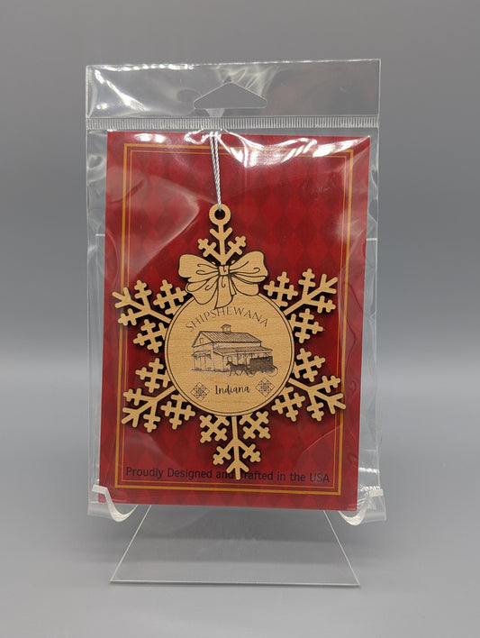 Shipshewana Indiana Wooden Snowflake Ornament