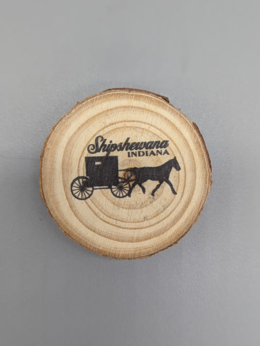Shipshewana Indiana Wooden Disk Magnet