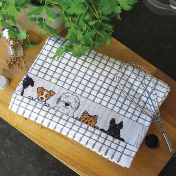 Poli-Dri Checkered Tea Towel with Image