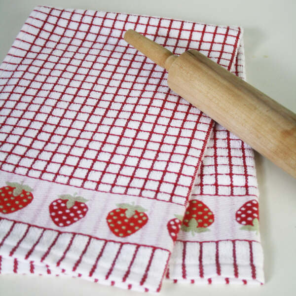 Poli-Dri Checkered Tea Towel with Image